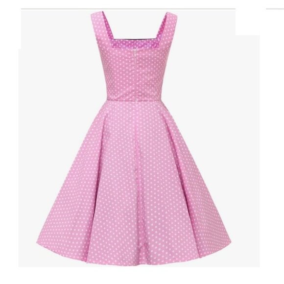 Women's Dress Retro Vintage Swing 1950's Short Sleeve pokadot Print - Picture 3 of 5